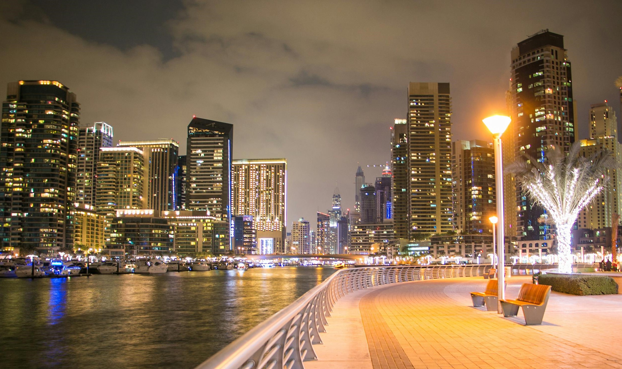 Dubai cityscape at evening